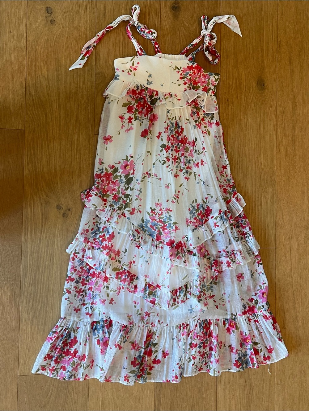 Chasing Fireflies Isobella & Chloe White Maxi Dress with Pink Floral Print 8